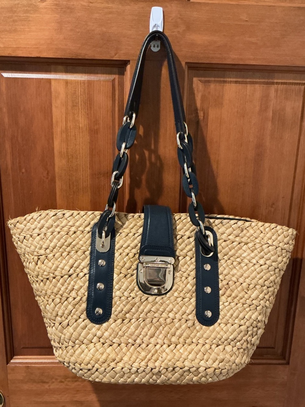 Michael Kors Santorini Large Basket Raffia Tote Bag